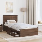 vidaXL Cadre de lit avec tiroir Chêne Marron et Argent 75 x 190 cm