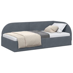 vidaXL Cadre de lit d'angle avec tête de lit Gris foncé 80 cm x 200 cm