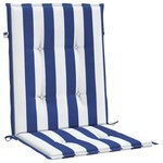 vidaXL Coussins de chaise à dossier bas lot de 2 rayures bleu et blanc
