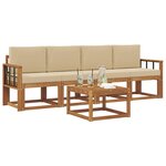 vidaXL Ensemble de canapés d'extérieur 5 Pièces Naturel et Beige