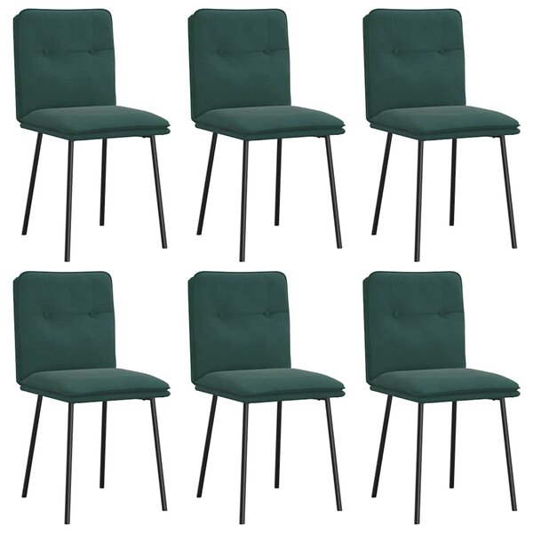 vidaXL Chaises à manger lot de 6 vert foncé velours