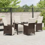 vidaXL Ensemble de 5 pièces de salle à manger de jardin avec coussins marron en poly rattan