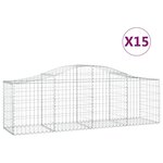 vidaXL Paniers à gabions arqués 15 Pièces 200x50x60/80 cm fer galvanisé