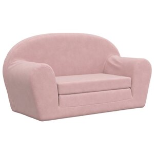 vidaXL Canapé-lit pour enfants 2 places rose peluche douce