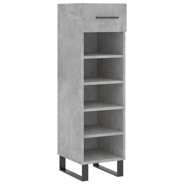 vidaXL Armoire à chaussures gris béton 30x35x105 cm bois d'ingénierie