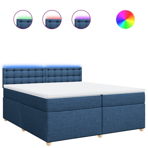 vidaXL Sommier à lattes de lit avec matelas Bleu 200x200 cm Tissu