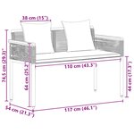 vidaXL Banc extérieur Noir et turquoise 117 x 54 x 74.5 cm polyrotin
