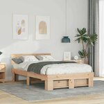 vidaXL Cadre de lit avec tête de lit Marron 140 x 190 cm Pin massif