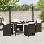 vidaXL Ensemble de salle à manger de jardin 5 pièces avec coussins en rattan poly brun