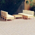 vidaXL Salon de jardin 7 Pièces avec coussins crème bois de pin