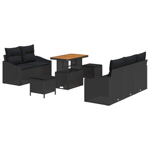 vidaXL Ensemble de canapé de jardin avec coussin 8 Pièces Noir