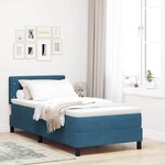vidaXL Lit Boxspring avec Matelas & LED Bleu Foncé 90x190 cm Velours