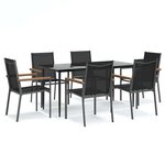 vidaXL Ensemble à manger de jardin 7 Pièces noir textilène et acier