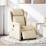 vidaXL Fauteuil inclinable de massage électrique crème tissu