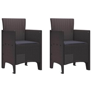 vidaXL Chaise de jardin 2 Pièces Marron 53 x 49 x 85 cm PP
