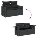 Ensemble de canapé de jardin de 14 pièces avec coussins Noir en rotin synthétique Acacia