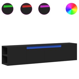 vidaXL Meuble TV mural avec LED noir 180x31x39 5 cm