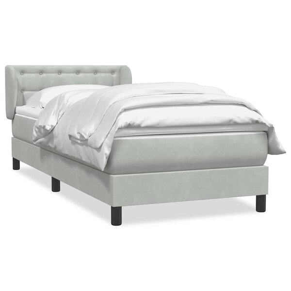 vidaXL Sommier à lattes de lit et matelas gris clair 80x210 cm velours