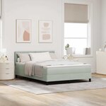 Lit à ressort vidaXL avec matelas Gris clair 160x200 cm Velours