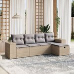 vidaXL Salon de jardin avec coussins 5Pièces mélange beige résine tressée