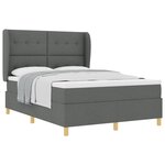 Lit à ressort vidaXL avec matelas gris foncé 160x200 cm en tissu