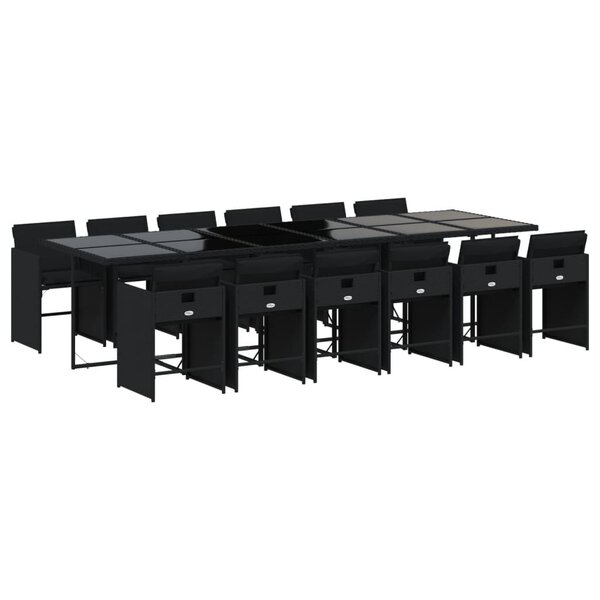 vidaXL Ensemble à manger de jardin 13 Pièces coussins noir résine tressée