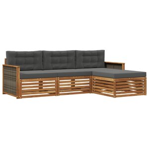 vidaXL Ensemble de canapés d'extérieur Naturel et Anthracite