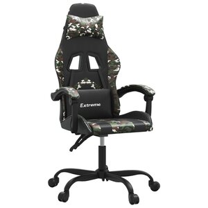 vidaXL Chaise de jeu pivotante Noir et camouflage Similicuir