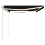 vidaXL Auvent automatique capteur de vent et LED 5x3 m Anthracite