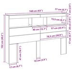 vidaXL Armoire tête de lit avec LED chêne noir 160x17x102 cm