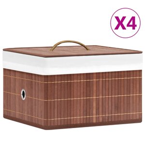 vidaXL Boîtes de rangement en bambou 4 Pièces Marron