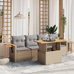 vidaXL Salon de jardin avec coussins 5 Pièces beige résine tressée