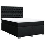 vidaXL Sommier à lattes de lit avec matelas Noir 140x190 cm Tissu