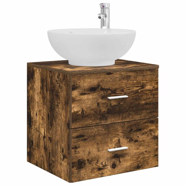 vidaXL Vanité de lavabo mural Chêne fumé 49 5 x 44 5 x 66 5 cm