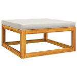 vidaXL Repose-pied de jardin coussin gris clair bois massif d'acacia