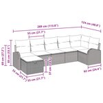 vidaXL Ensemble de canapé de jardin avec coussin 7 Pièces Noir polyrotin