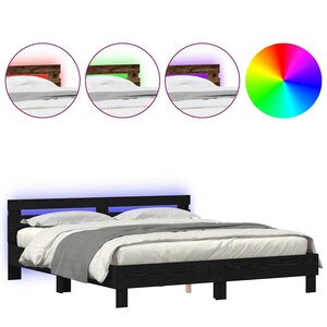 vidaXL Cadre de lit Chêne noir 200 x 200 cm Bois d'ingénierie