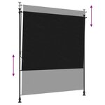 vidaXL Store Roulant Extérieur Noir 150 x 270 cm