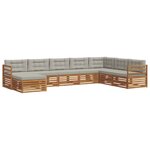 vidaXL Ensemble de canapés d'extérieur 8 pc Gris Naturel et Clair