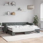 vidaXL Lit de jour avec lit gigogne gris foncé 80x200 cm tissu