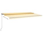 vidaXL Auvent automatique capteur de vent/LED 600x300cm Jaune et blanc