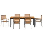 vidaXL Ensemble de Salle à Manger de Jardin 7 Pièces Gris  Marron