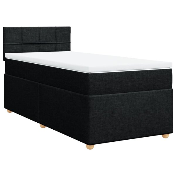 vidaXL Sommier à lattes de lit avec matelas noir simple tissu