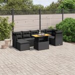 vidaXL Salon de jardin 8 Pièces avec coussins noir résine tressée