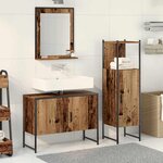 vidaXL Ensemble de mobilier de salle de bain avec porte 3 Pièces Marron