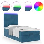 vidaXL Cadre de lit ottoman avec matelas bleu foncé 90x200 cm velours