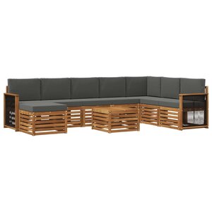 vidaXL Ensemble de canapés d'extérieur 7 pc Naturel et Anthracite