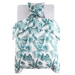 vidaXL Parure de lit housse de couette feuilles vert 140x200/60x70 cm