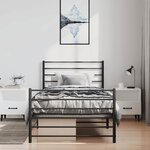 vidaXL Cadre de lit métal sans matelas et pied de lit noir 100x200 cm