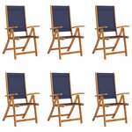 vidaXL Chaises pliables de jardin lot de 6 bois d'acacia et textilène